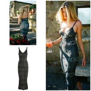 NWT Bloggers Influencers Fav ASTA RESORT Delilah Floral Knit Bodycon Midi Dress‌